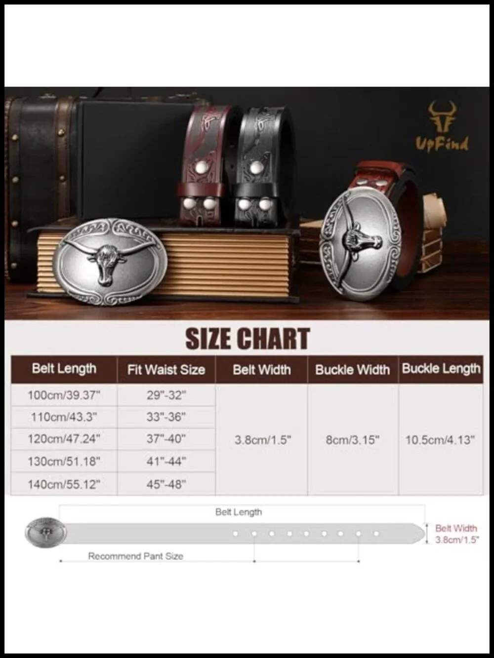 Western Leather Belt with Silver Buckle for Men & Women
